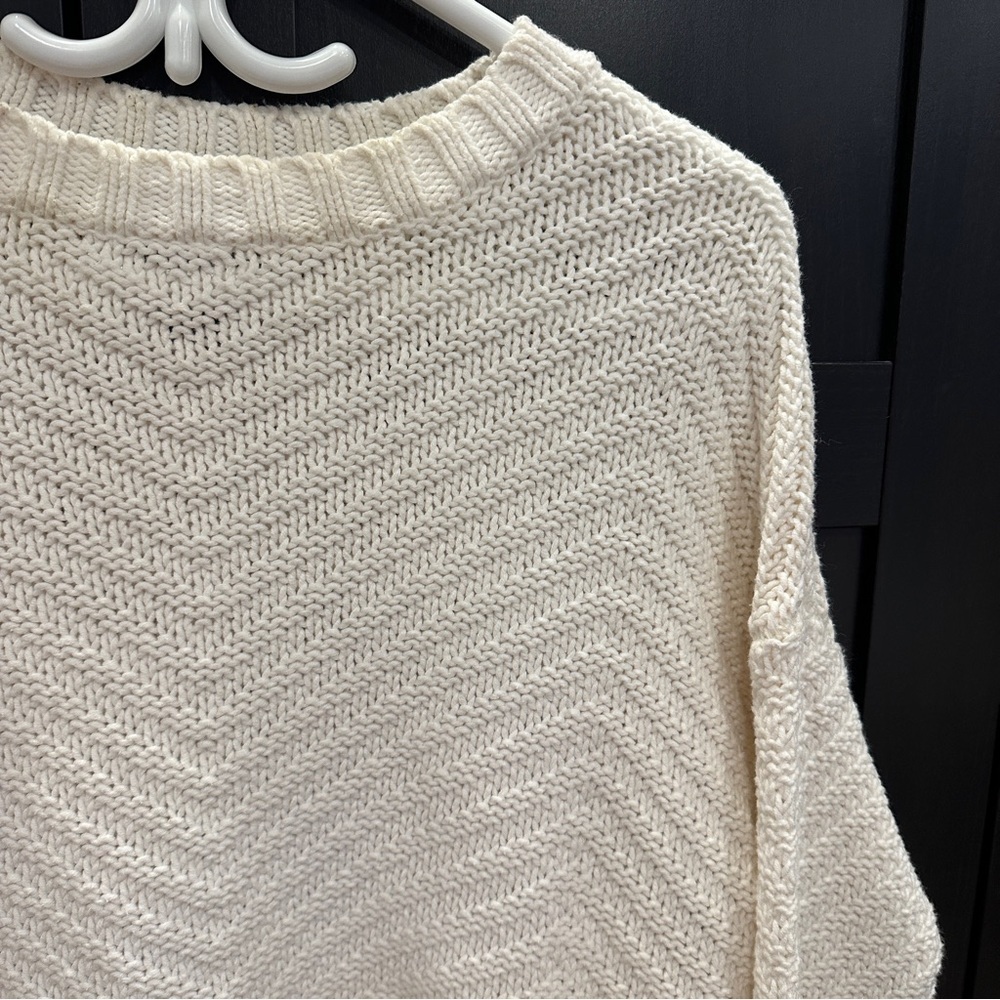 Roots Cotton Blend Knit Oversized Ivory Sweater Size XS Women’s - Picture 5 of 10